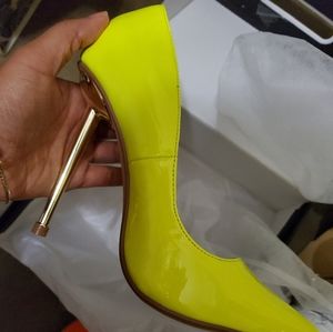 Neon yellow high heels